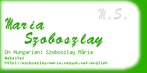 maria szoboszlay business card